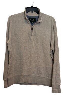 Eddie Bauer Mens Beige 1/4 Zip Pullover Sweater XL 100% Cotton